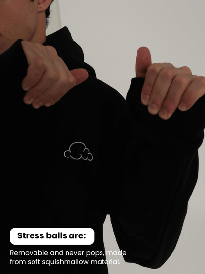 hoodie with stress balls