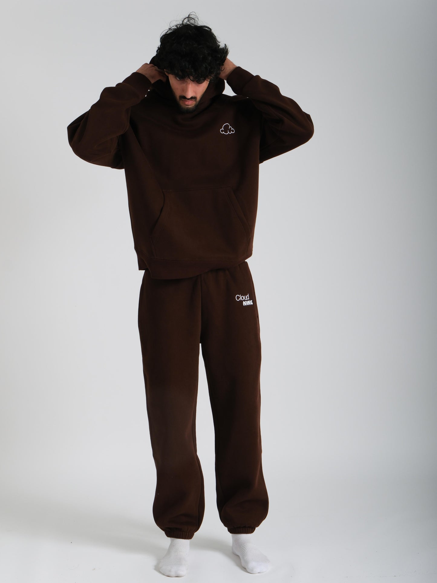 quality brown anxiety hoodie and sweatpants